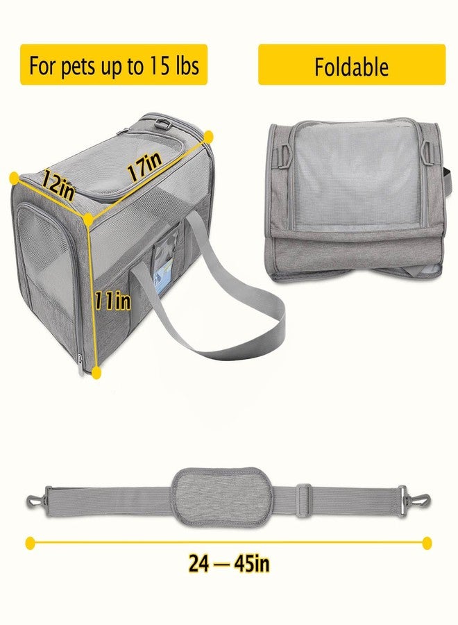 Refrze Cat Carrier,Dog Carriers for Small Dogs Medium Cats Pet Carrier up to 15 Lbs, TSA Airline Approved Cat Carrier Soft, Cat Dog Crate Travel Bag,Grey - Image 3